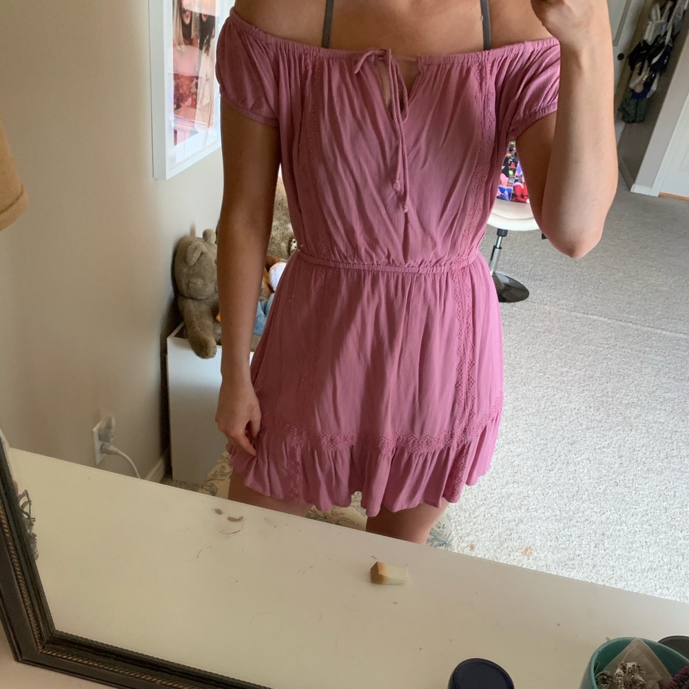 Off the shoulder pink dress